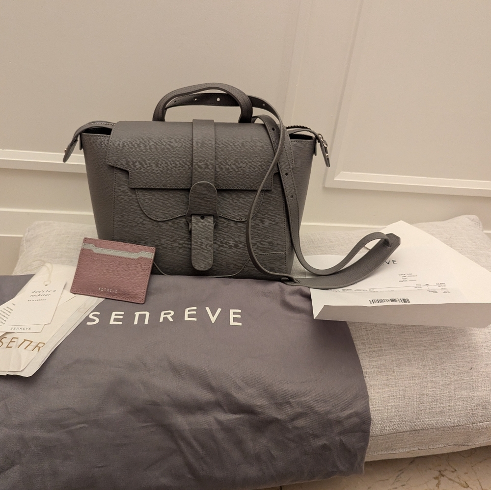 Authentic Senreve Midi Maestra, Mimosa leather, grey colour (storm)